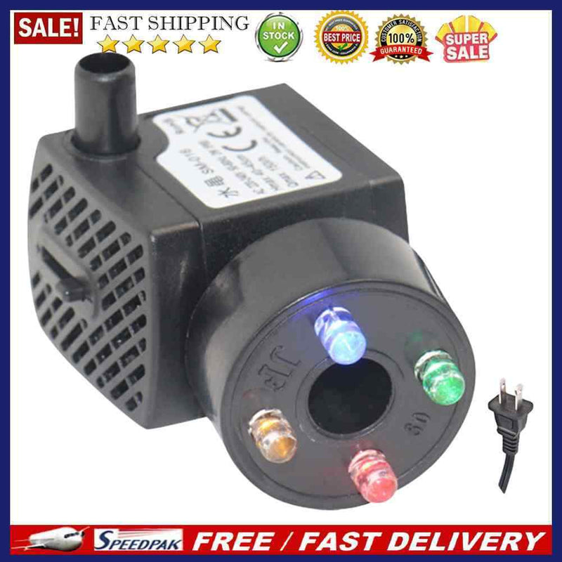 150L/H 2W 4 LED Light Submersible Aquarium Ultra-quiet Landscape Pond Water Pump