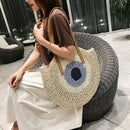 Female Summer Round Rattan Woven Bag Straw Handmade Messenger Shoulder Tote Bags