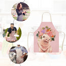 Kitchen Pink Aprons for Women Men Household Piggy Aprons Linen Cook Tablier