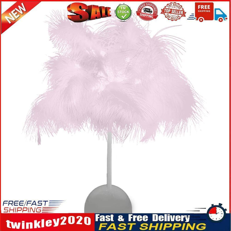 Modern Nordic Feather Light Romantic Atmosphere Lamp Bedside Decor (Pink) Newly