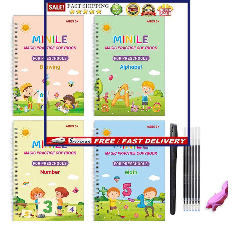Magic Practice Copybook English Copybook (Book Pen Holder 6 Refills 1 Grip)