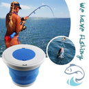 5L Folding Bucket with Cover Portable Car Wash Fishing Bucket (Blue)