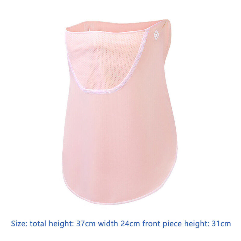 Ice Silk Hanging Ear Face Neck Scarf UV Protection Gaiter Bandana (Pink) Newly