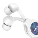 HOCO M68 Retractable Wired Earbuds 3.5mm In Ear Earphones NO Mic (White) Newly