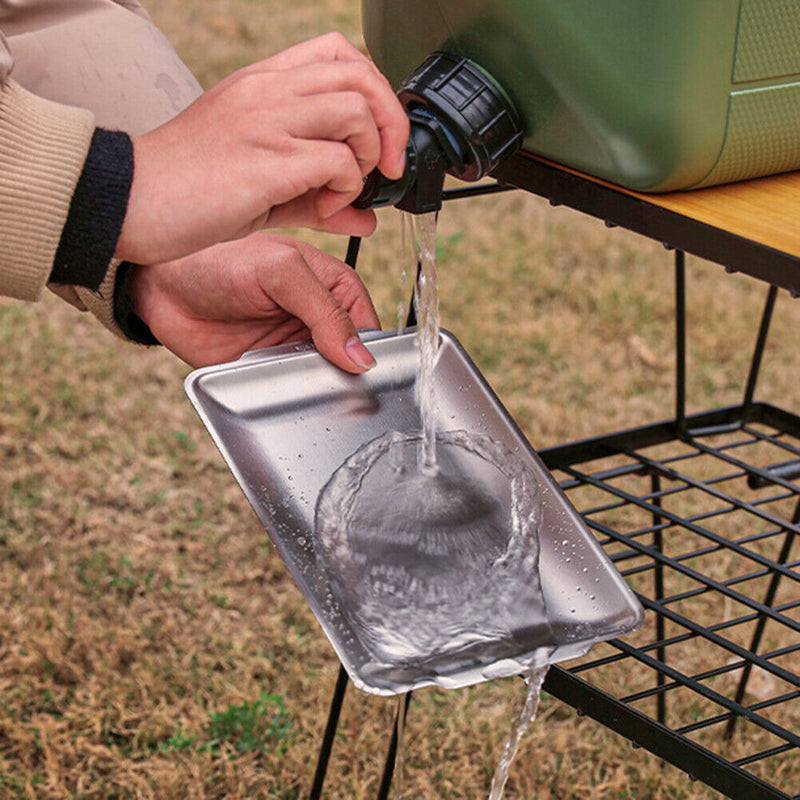 Stainless Steel Rectangular Plate Barbecue Dish Pan Tray Food Container (M)