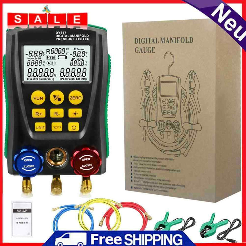 DY517A Pressure Gauge Refrigeration Digital Vacuum Pressure Leak Manifold Tester