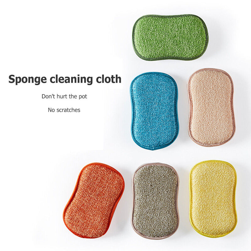 2 Sided Sponge Cleaning Cloth Kitchenware Pan Dish Scouring Pad Kitchen Gad