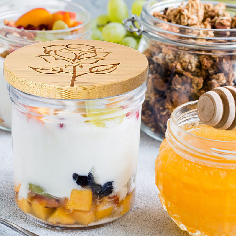 Bamboo Mason Jar Lids Reusable for Regular Mouth 68MM Tops Set 8 Packs