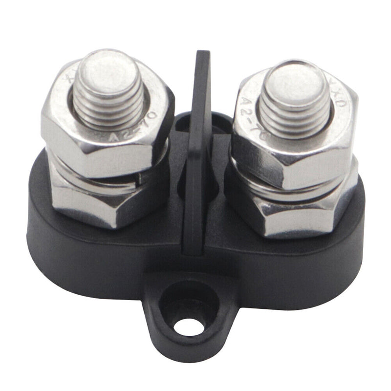 Bus Bar Terminal Block M10 + M8 Power Distribution Stud for RV Boat (Black)
