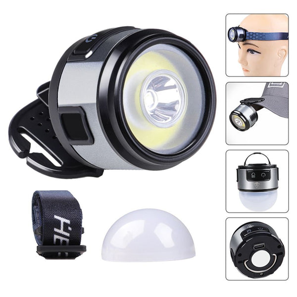 With Magnet Hook Camping Light Cap Clip Lights Headlamp XPG+COB Headlight