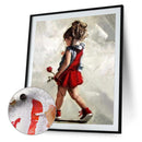Red Skirt Girl Paint By Numbers Kit DIY Frameless Picture On Canvas (S438)