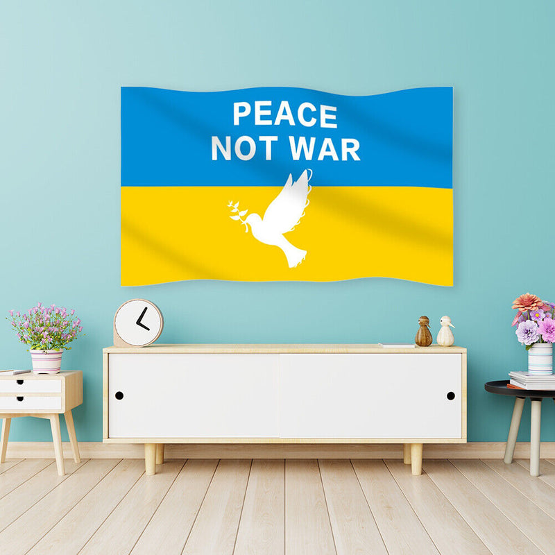 Peace Dove Banner Peace Not War Polyester Hanging Flags for Garden Decor