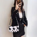 Retro Women Animal Pattern Print Underarm Shoulder Bag Small Handbags (Cow)