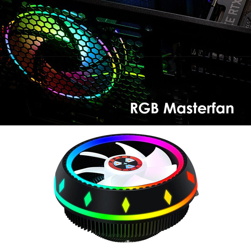 PC Computer Case Fan RGB LED Quiet 100mm Air CPU Cooler for Intel AMD Newly