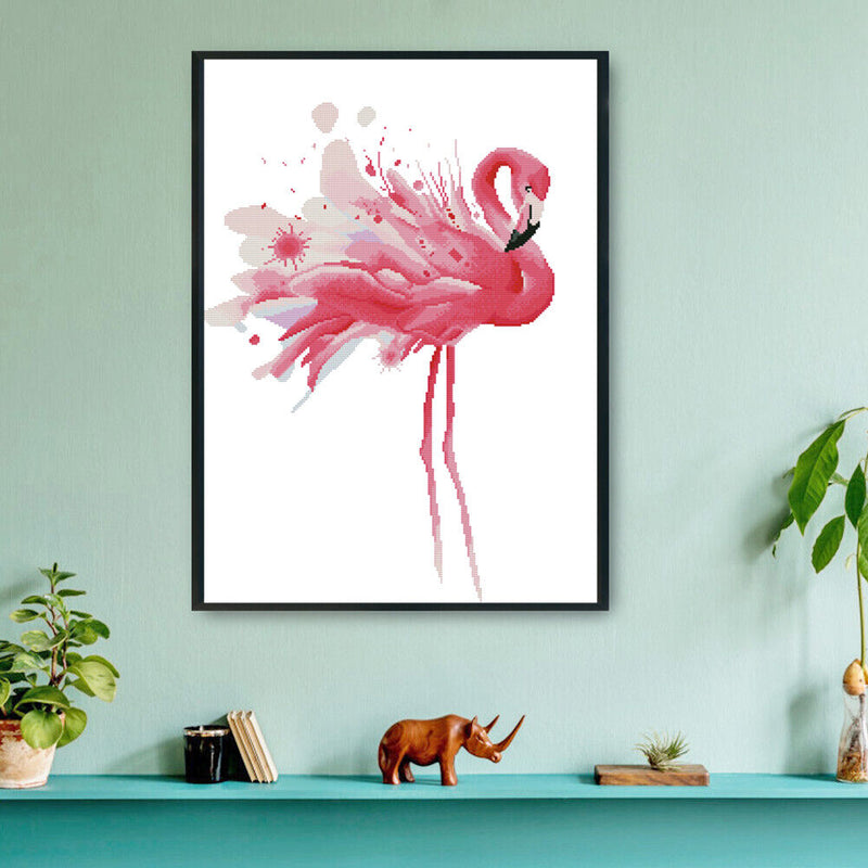 Needlework Kit Pink Animal Stamp DIY Living Room Wall 11CT Handmade Cross Sti