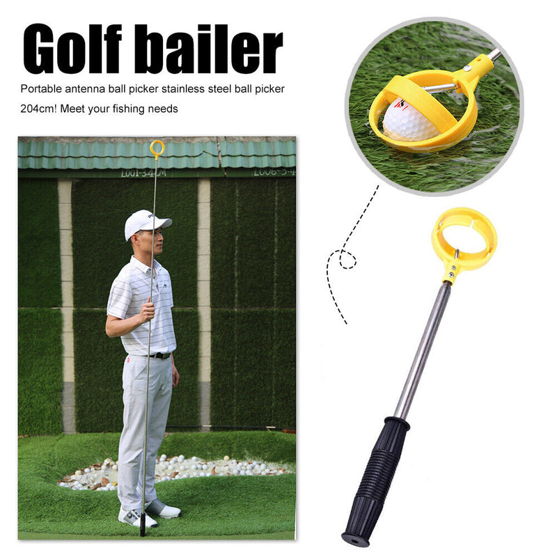 Golf Ball Retriever 8 Sections Telescopic Golf Ball Picker Tool (Yellow) Newly