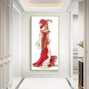 Red Dress Lady Full Round Drill Mosaic Wall Art Picture of Rhinestone Decoration