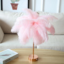 Remote Control Feather Tree Lights Bedside Bedroom Decor Table Lamp (Pink) Newly