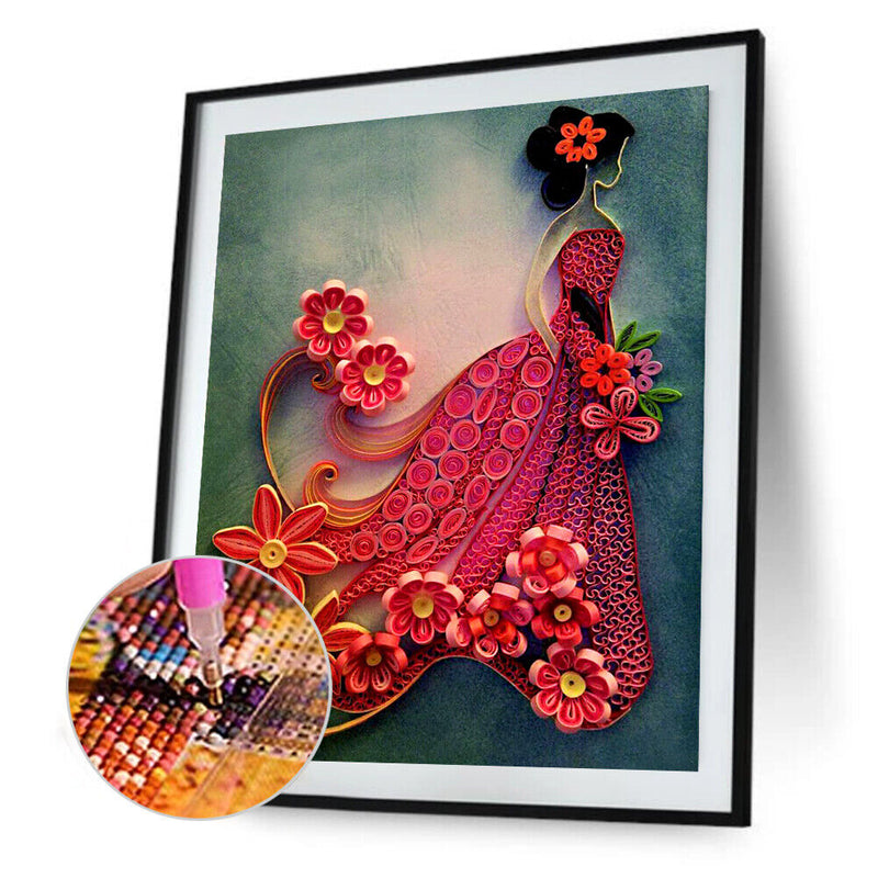 Diamond Painting Dress Women Full Round Drill Picture of Rhinestone DIY Drawing