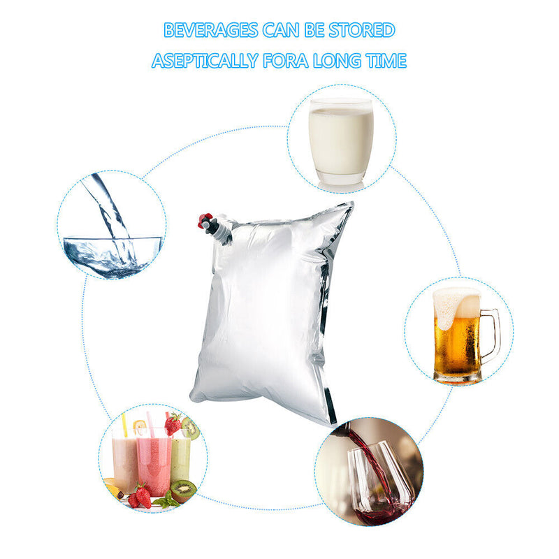 10pcs 10L Aluminum Foil BIB Bag for Beer Wine Juice Storage Bags with Tap Newly