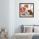 2 Strands Feeding Cats Partial Embroidery Stamped Cross Stitch Home Decor Gifts