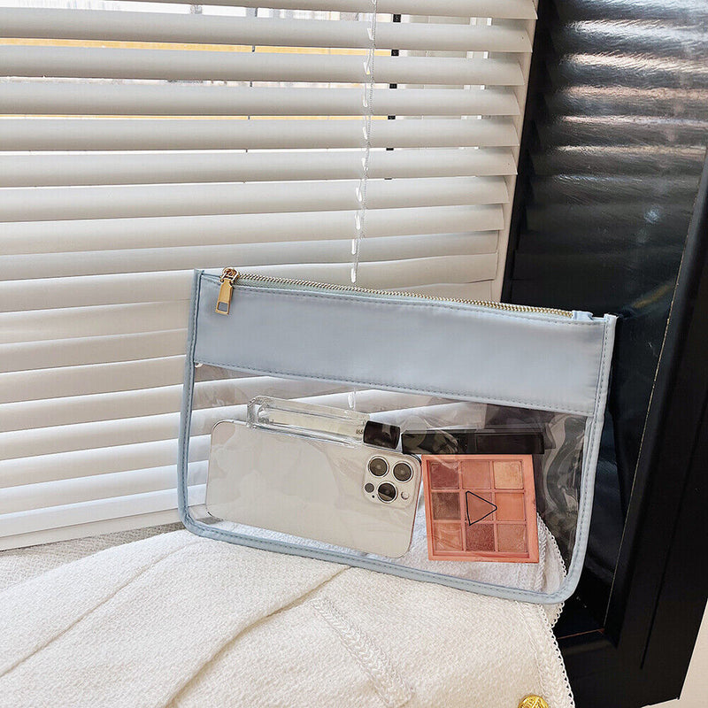 Fashion Letter Clutch Bag Transparent Cosmetic Bag PVC Zipper Clear Beauty Case