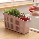 Drink Holder Vegetable Storage Box Drain Fridge Kitchen Supply (Pink)