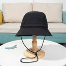 Rope Wide Brim Foldable Anti-UV Beach Cap Fisherman Cap Bucket Hat Sun Hat