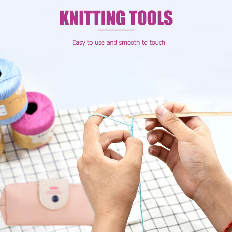 9pcs/set Knitting Needle Home Bamboo Wood Crochet Needles Weaving Sewing Tools