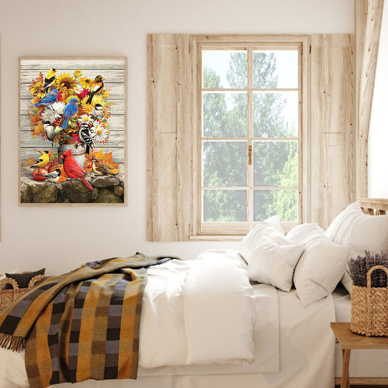 Canvas Painted Oil Paint By Numbers Bird Animal DIY Wall Art Bedroom Home Dec
