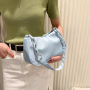 Fashion Women Underarm Bag Solid Color Nylon Chain Shoulder Bag Lady Handbag