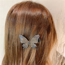 Butterfly Rhinestone Hair Clip Women Korean Barrettes Big Hairpins (Black) Newly