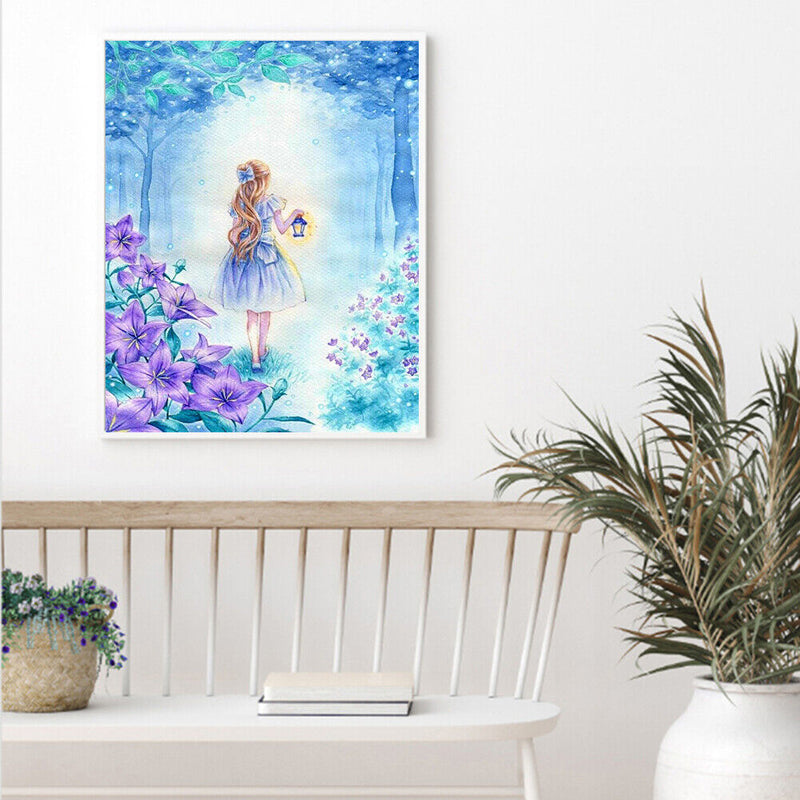 Frameless Girl with Lamp Oil Paint By Numbers DIY Kit Handmade Drawing On Canvas