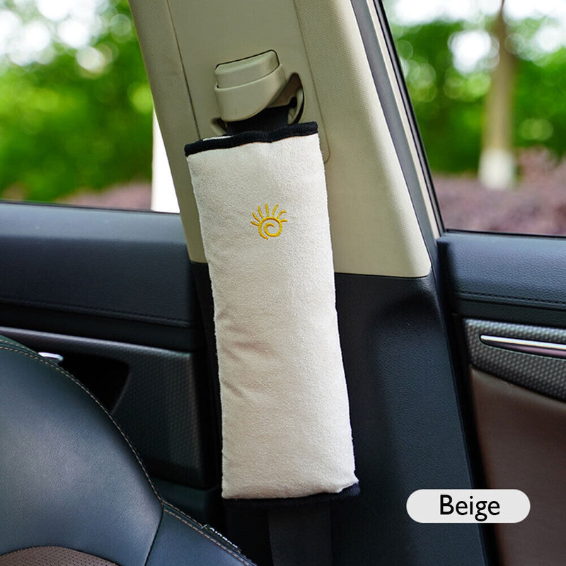 Plush Car Seat Belt Cover Breathable Kids Seatbelt Shoulder Pad (Beige) Newly