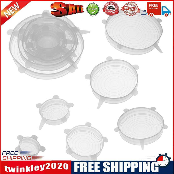 12pcs Heat Resistant Silicone Stretch Lids Food Wrap Bowl Pan Cover(White)