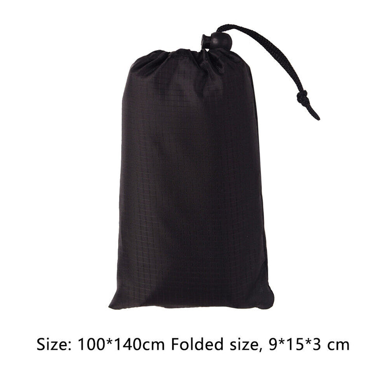 100x140cm Moistureproof Pocket Beach Blanket Mini Camping Mattress (Black) Newly