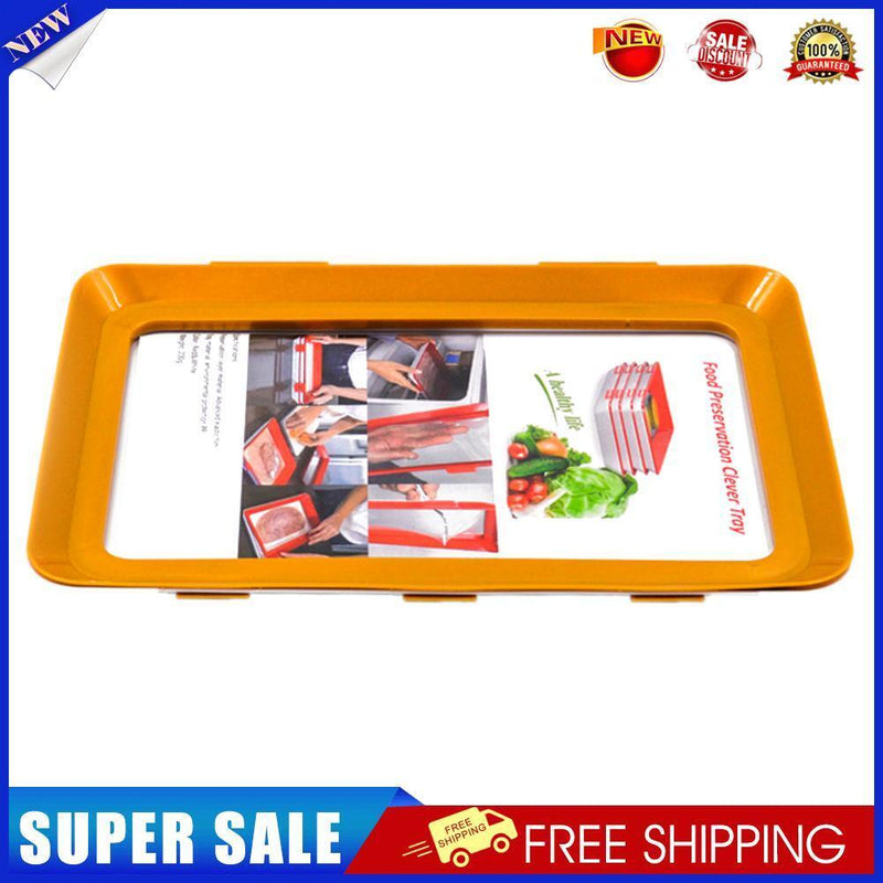 Food Preservation Tray Plastic Food Fresh Storage Plates Container (Orange)