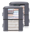 Large Capacity Clothes Storage Bag Foldable Organizer for Comforter (Grey) Newly
