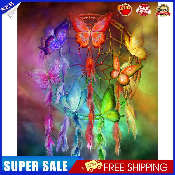 DIY Paint By Number Kit Colorful Dream Catcher Butterfly No Frame Decor