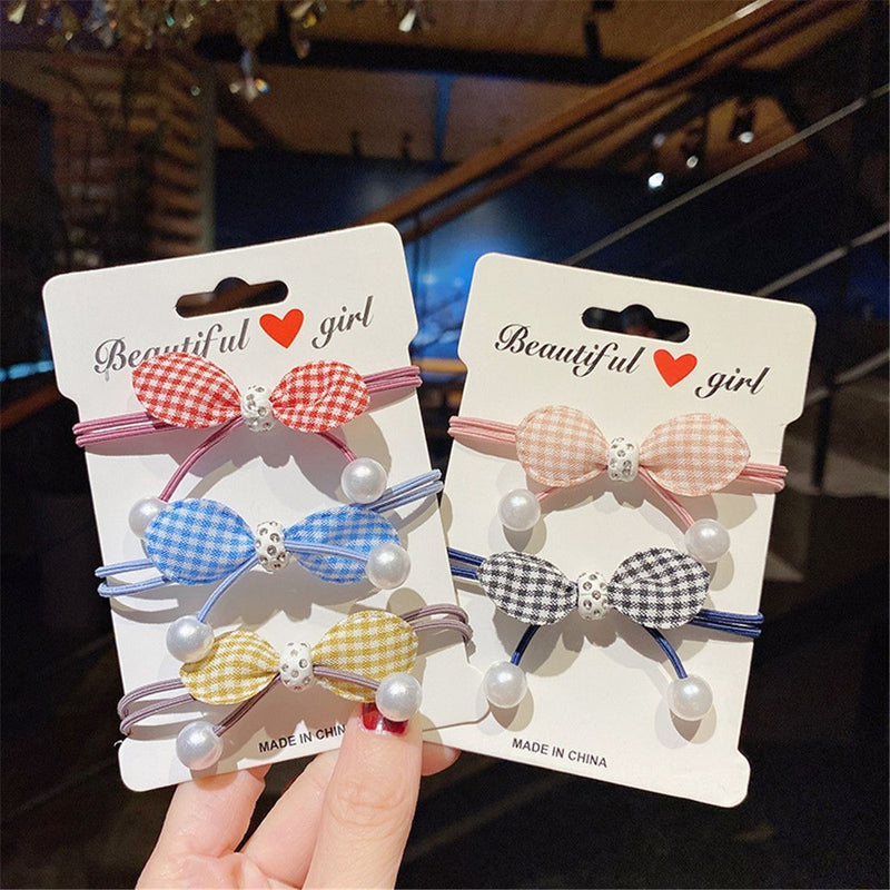 Women Girl Hair Accessories High Elastic Dot Hair Ring Hair Tie Rope Lattice