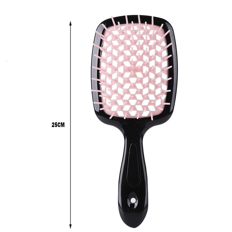 Wide Teeth Air Cushion Comb Scalp Massage Salon Hair Brush (Black Pink)