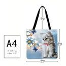Cat and flowers Printed Shoulder Shopping Bag Casual Large Tote Handbag