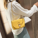 PU Leather Messenger Bag Women Solid Color Casual Chain Shoulder Crossbody Bag