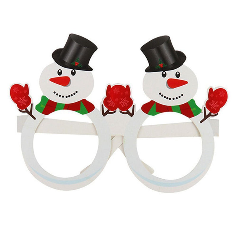 Year Navidad Christmas Glasses Paper Glasses Frame Xmas Tree Elk Santa Claus