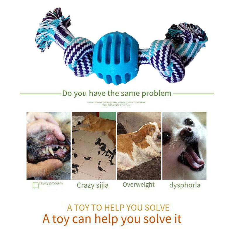 Puppy Bite Heavy Duty Cotton Rope Double Knot Ball Pet Dog Interactive Play Ball