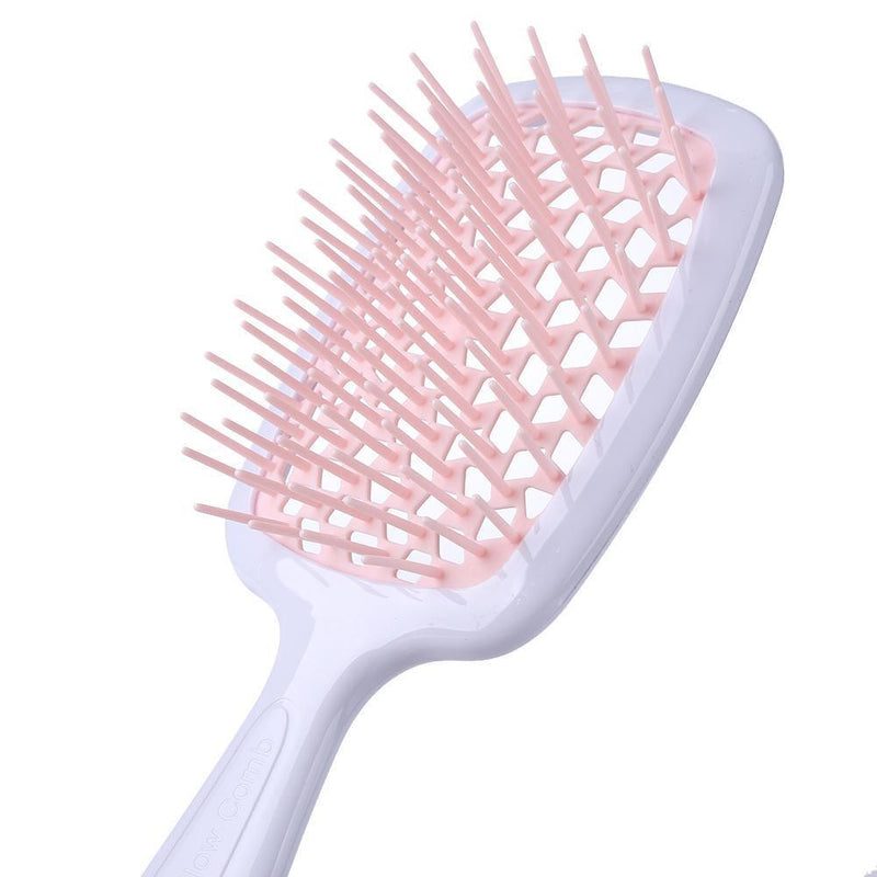 Wide Teeth Air Cushion Combs Scalp Massage Brush Hollow Grid Comb (Pink)
