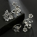 Rings Hollow Carved Flowers Knuckle Rings Set Midi Rings Set Stack Rings
