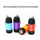 12PCS Pocket LED Torch Lamp USB Rechargeable Mini Keychain Camping Flashlight