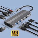 Gigabit Ethernet 8K DP HDMI USB Type-C Hub Docking Station For Laptop PC