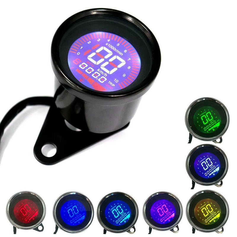 12V Universal Backlight LCD Digital Motorcycle Speedometer Tachometer Gauge